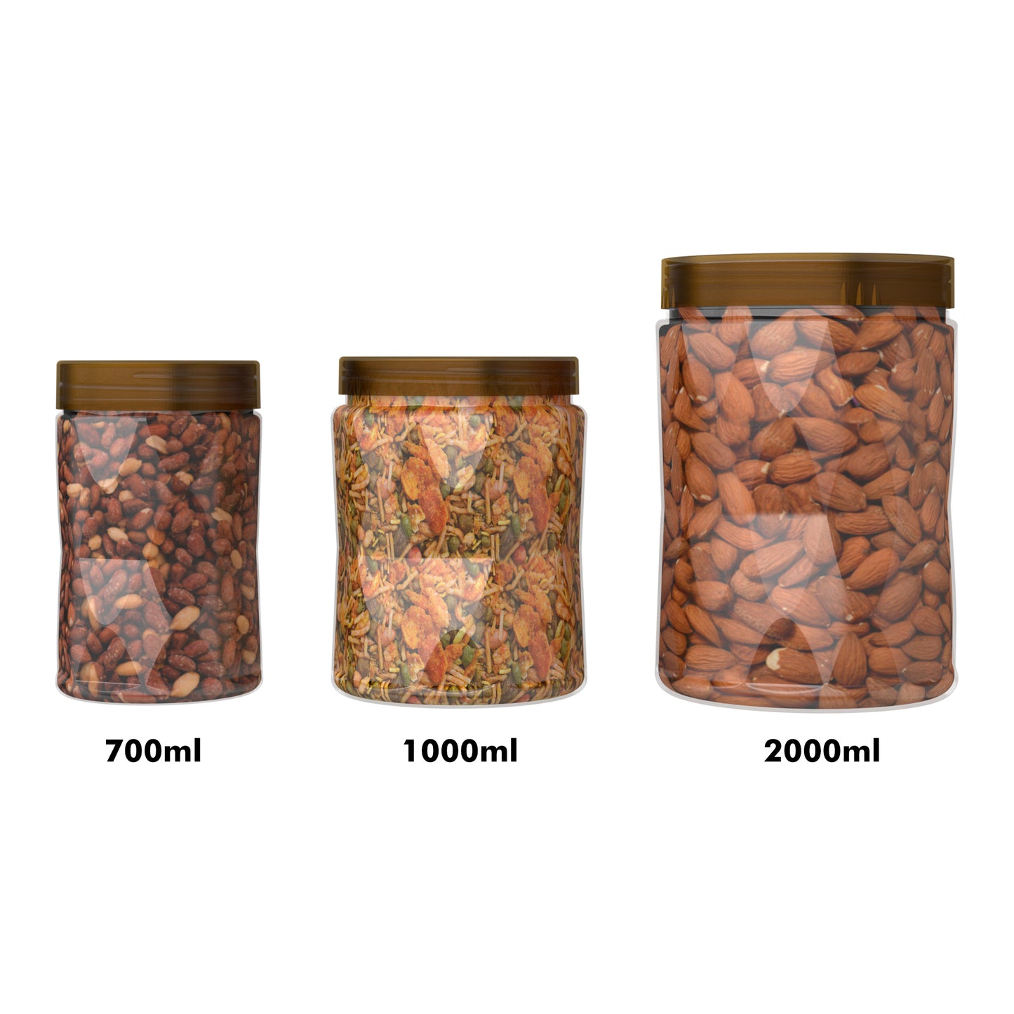 G-PET Diamond Jars Plastic Kitchen Containers (Set Of 9B) 2000ml (3pcs), 1000ml (3pcs), 700ml (3pcs)