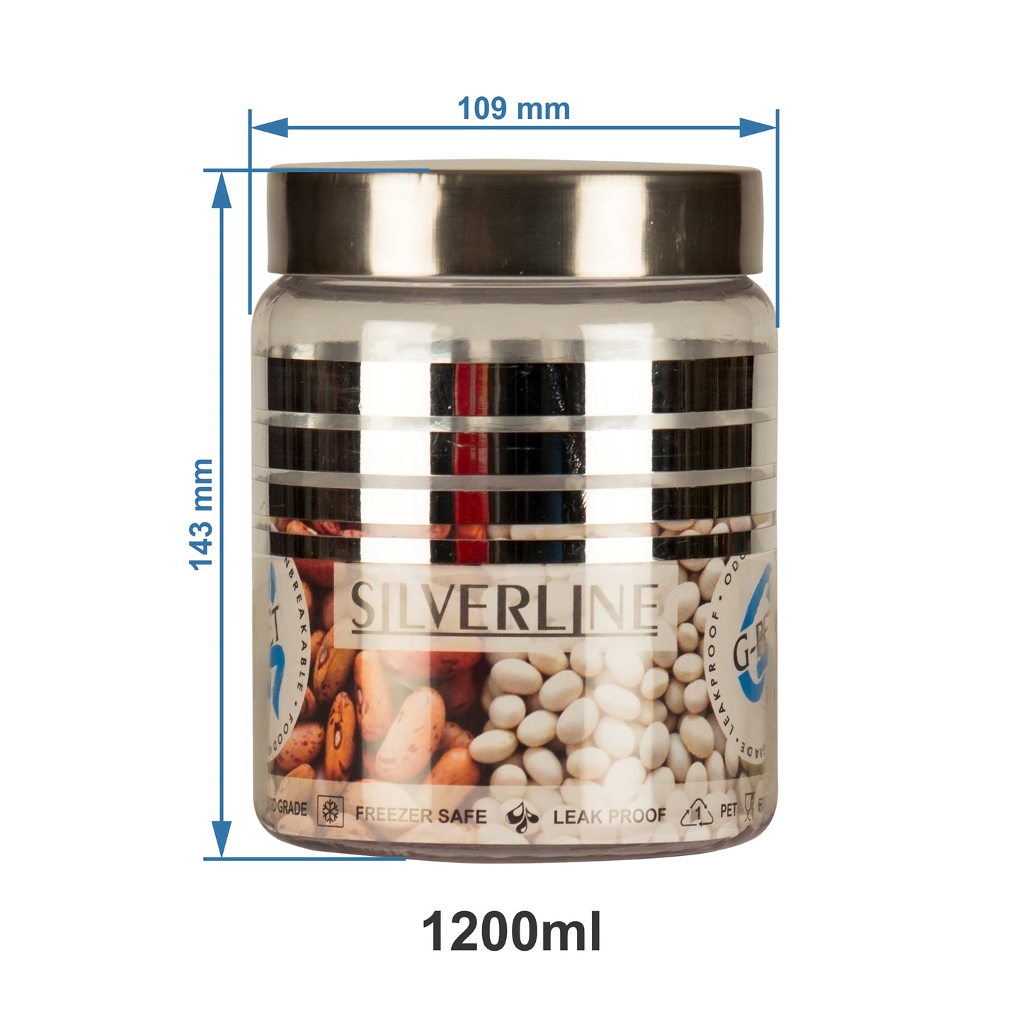 Silver Line Container - Pack of 18 - 2000ml, 1000ml, 750ml, 200, 100ml, 50ml