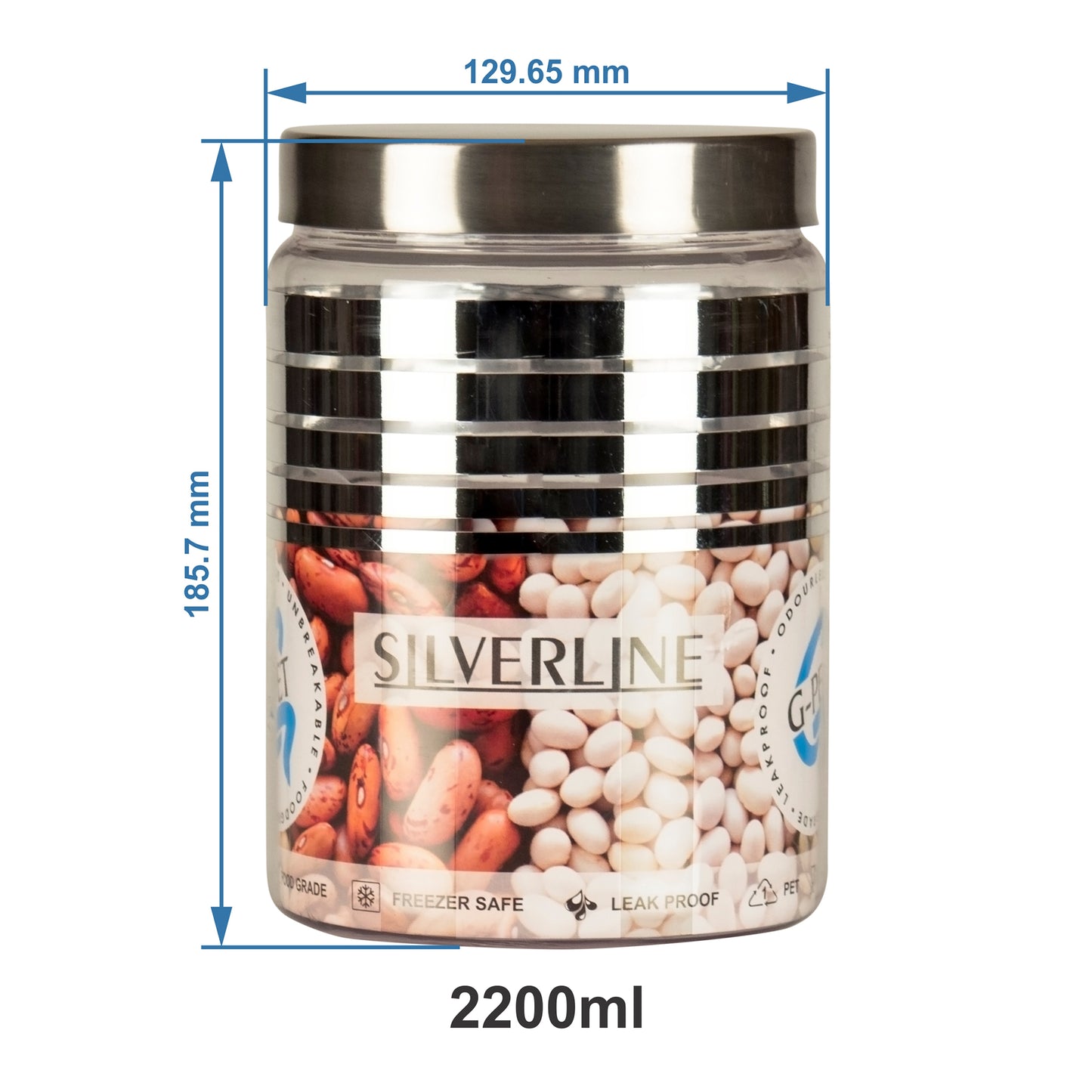 Silver Line Container - Pack of 18 - 2000ml, 1000ml, 750ml, 200, 100ml, 50ml