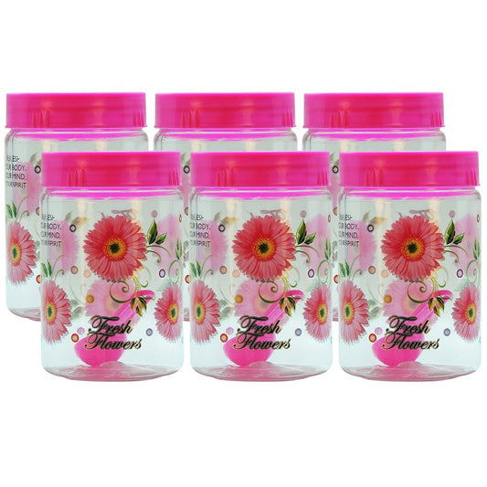 Plastic Jar Set, 450ml, 6-Pieces, Pink