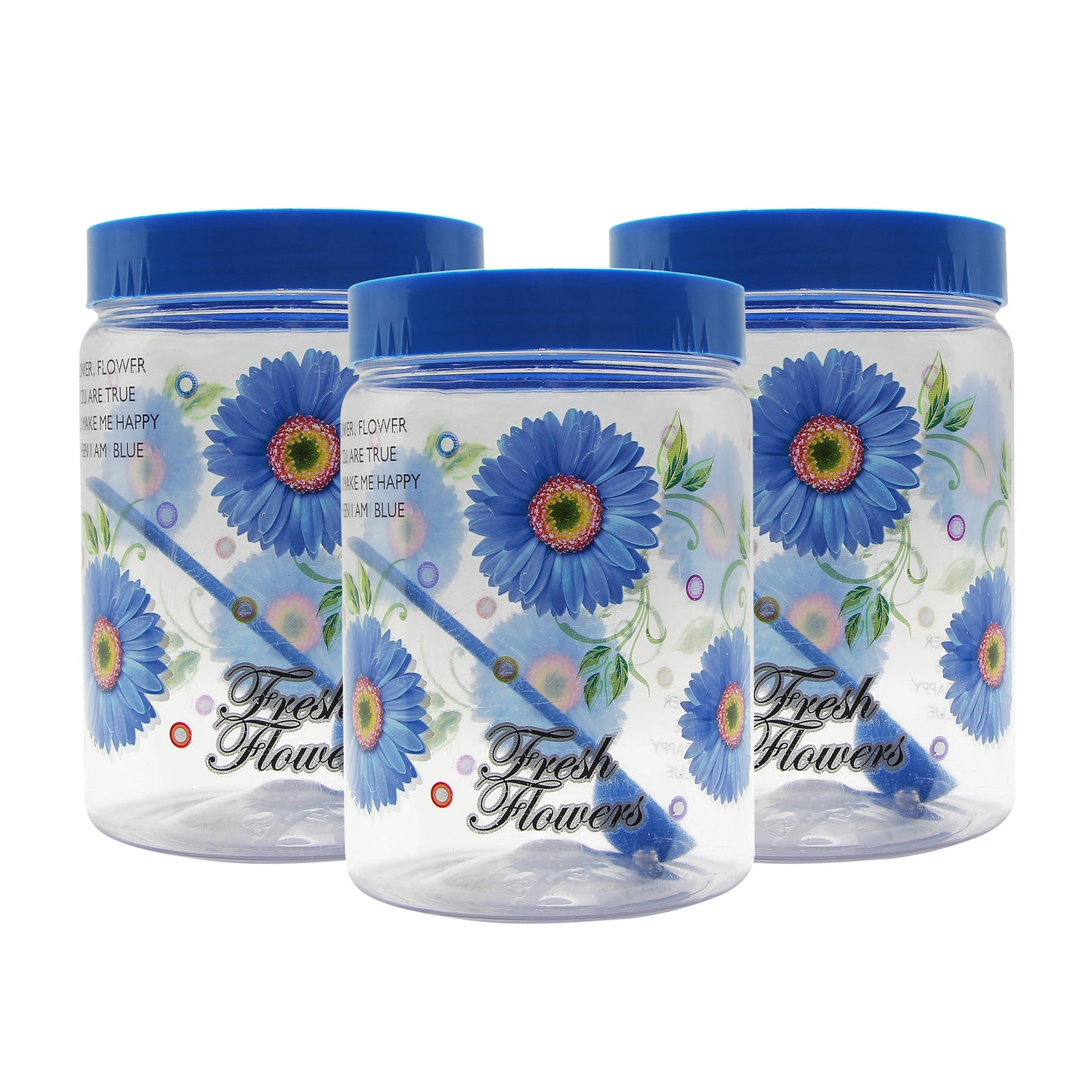 G-PET Plastic Jar Set, 2 litres, 3-Pieces, Blue